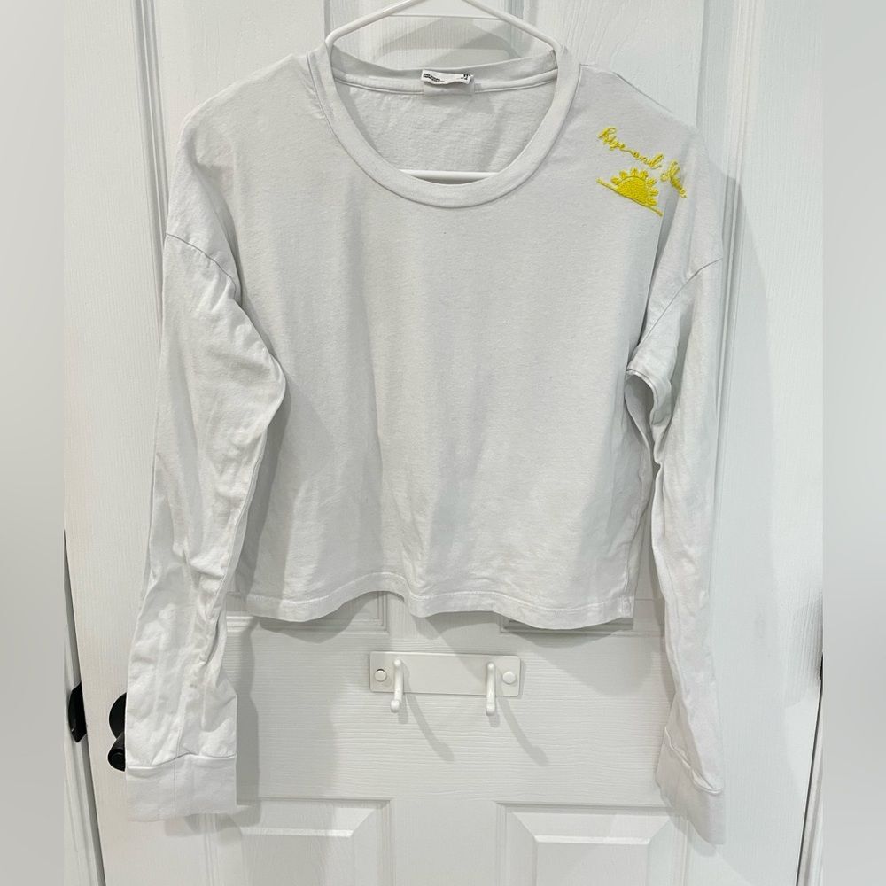 The Upside White Rise and Shine Long-Sleeve Cropped T-Shirt Women’s Size 8